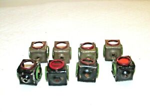 8 Vintage Lionel O Gauge Switch Lantern Covers R & L Tracks red & green metal 