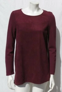 CHICO’S Bordeaux Long Sleeves Ponte Knit Suede Front Tunic Top 0 USA S 4 6 MINT - Picture 1 of 5