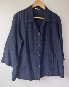 Eileen Fisher Womens Size M Linen Button Down Light Weight Boxy Jacket Checkered - Picture 1 of 9