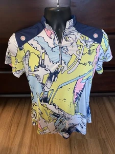 JAMIE SADOCK Women’s Multicolored Abstract Golf Top 1/4 Zip Size Small - Picture 1 of 7