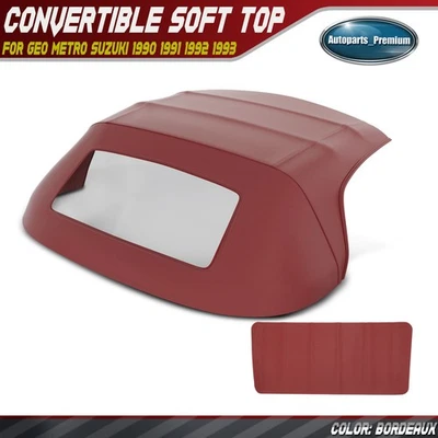 Tapa blanda convertible Burdeos con ventana de plástico para Geo Metro Suzuki 1990-1993 Foto 1 de 4