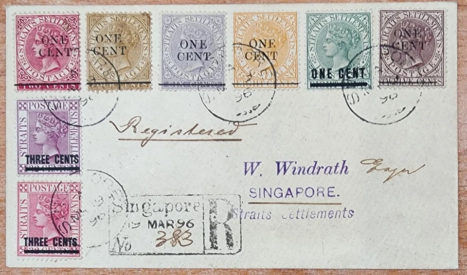 Straits Settlements Malaya QV cubierta registrada ¡BONITA! Foto 1 de 1