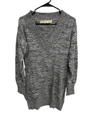 Suéter Stephanie Rogers tejido jaspeado cuello en V gris suéter prendas de punto acogedoras Foto 1 de 4