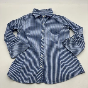Merona Button Up Shirt Women S Striped Blue & White 100% Cotton..#32856 - Picture 1 of 8