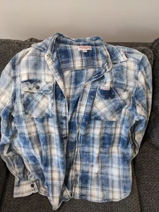 True Religion Plaid Button Up Long Sleeve Boys Size XXL - Picture 1 of 11