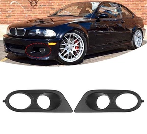 2X Matte Black Front Fog Light Cover Grille Trim For BMW E46 M3 2001-2006 2Door - Picture 1 of 10