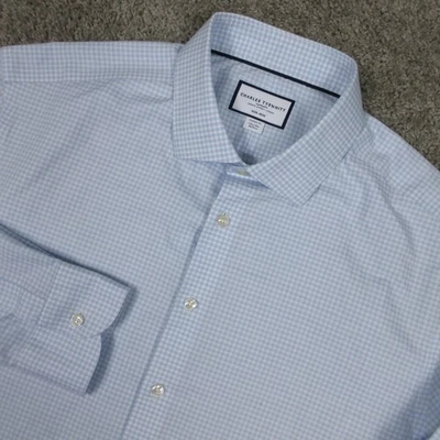 Camisa Charles Tyrwhitt Para Hombres XL 17.5 36 Azul Cuadros Calce Clásico Vestido Abotonado Foto 1 de 4