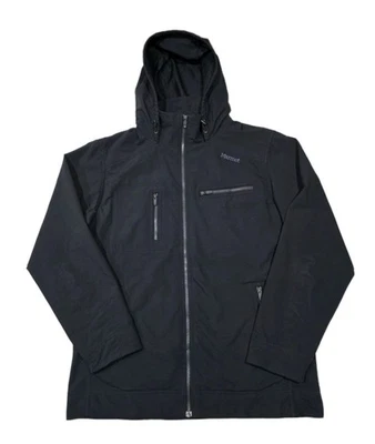 Marmot Soft Shell Hooded Hiking Jacket Mens Size L Large Black Full Zip  - Image 1 of 4