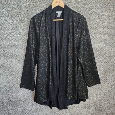 Cárdigan Catherines para mujer Plus 0X 14/16 negro dorado metálico frente abierto damas Foto 1 de 4