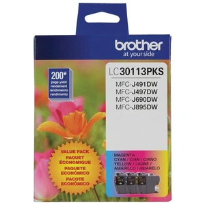 Paquete de 3 cartuchos de tinta de color de rendimiento estándar LC30113PKS, rendimiento de página... - Imagen 1 de 4