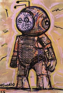 HASWORLD Papier Abstrait Original A4 Expressionnisme Pop Contemporain Street Art - Photo 1/6
