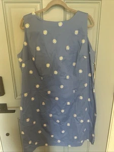NEW Womens Amanda Smith Dress Blue Embroidered Daisies Sleeveless Sundress 20w - Picture 1 of 14