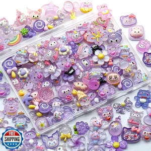 Lindo conjunto de 68 dijes de limo, estuche de chatarra mixto dijes resina espalda plana linda gelatina - Imagen 1 de 4