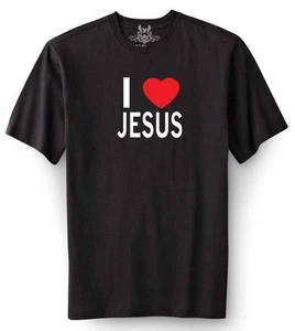 NUEVA CAMISETA DE DISEÑO GRÁFICO "I LOVE JESUS" IMPRESA PARA HOMBRES "I LOVE JESUS" DIOS AMOR CRISTIANO - Imagen 1 de 4