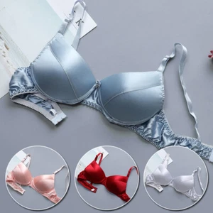 Mujeres Sujetador de satén de seda sin costuras Lencería Bralette ultrafino Ropa interior inalámbrica EE. UU. - Imagen 1 de 21