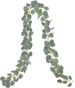 Artificial Eucalyptus Garland Faux Silk Eucalyptus Leaves Vines Handmade Garland - Picture 1 of 12