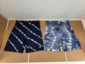 Tory Burch Sport Bike Shorts High Rise Weightless Womens Large Blue 2 of - Picture 1 of 7