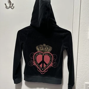 Juicy Couture Velvet Jacket Girls 7 Gold Zip Up Hoodie - Picture 1 of 4