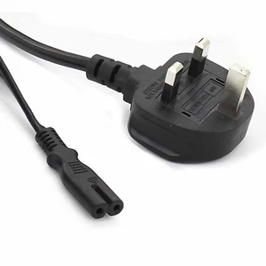 2 m Figur 8 Kabel C7 auf UK Netz 3-polig 13 A Stecker Stromkabel - Bild 1 von 5