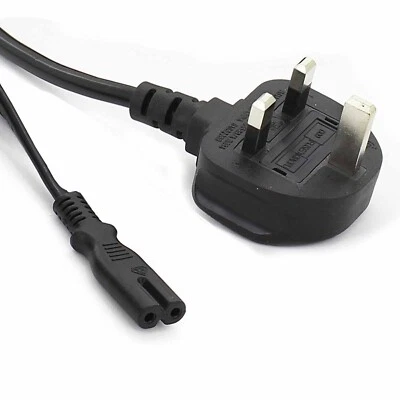 2M Figure 8 Cable C7 to UK Mains 3pin 13A Plug Power Lead - Image 1 of 4
