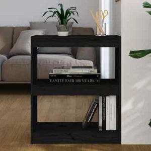 NNEVL Book Cabinet/Room Divider Black 60x30x71.5 cm Solid Wood Pine - Picture 1 of 5