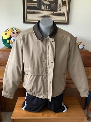 ROUNDTREE & YORKE Outdoor Men's Cotton Blend JACKET COAT Leather Trim Size LARGE - Image 1 of 4