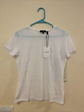 $75 Theory Women's White Short Sleeve Crewneck Fitted T-Shirt Top Petite Size P
