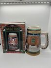 1997 Budweiser Holiday Stein - Clydesdales Horses Christmas Beer Wagon Mug w Box for sale