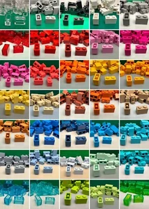 LEGO Bricks 2 x 1, 3004, Red, Clear Transparent, Grey, Brown, White, 20 Pieces - Picture 1 of 39
