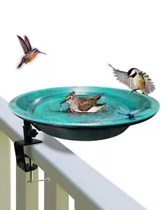 Bird Bath Deck Mounted Bowl for Balcony Railing Fence Yard Art Garden Decor - Picture 1 of 6