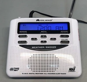 Midland WR120EZ NOAA Emergency Weather Alert Radio Alarm Clock White - Picture 1 of 5