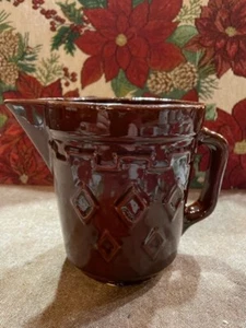 Vintage Monmouth Western Stoneware Milk/Batter Pitcher, Diamond Pattern - Picture 1 of 11