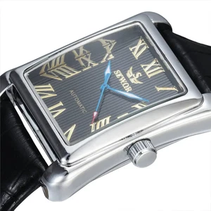 Herrenuhr Automatikuhr Rechteck Armbanduhr Mechanisch Uhren Geschenk,neu - Bild 1 von 3