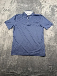 Polo Mizzen Principal Para Hombres Borde Pequeño Azul Rendimiento Golf Cuello Atlético - Imagen 1 de 6