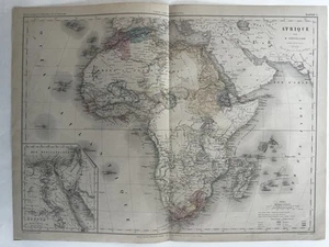 African continent 1879 Chevallier large detailed hand color map - Picture 1 of 9