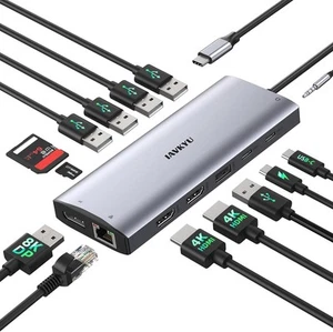 14in1 Docking Station 2HDMI 4K60Hz DP 8K@30Hz/4K@144Hz USB 3.0 2USB 2.0 RJ45 PD - Afbeelding 1 van 10