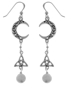 Jewelry Trends Sterling Silver and Moonstone Celtic Trinity Knot Crescent Moon - Picture 1 of 3