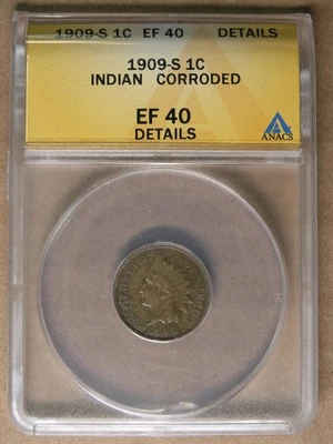1c 1909-S Indian Cent EF Details Corroded KEY DATE! San Francisco * AvenueCoin - Image 1 of 4