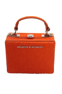 Brandon Blackwood Womens Detachable Strap Pony Hair Box Crossbody Handbag Orange - Picture 1 of 7