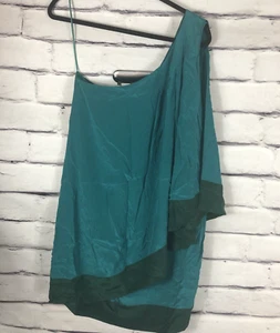 Rebecca Taylor Rüschen One Shoulder Hammered Dress Verde Green Gr. 2 100% Seide - Bild 1 von 5