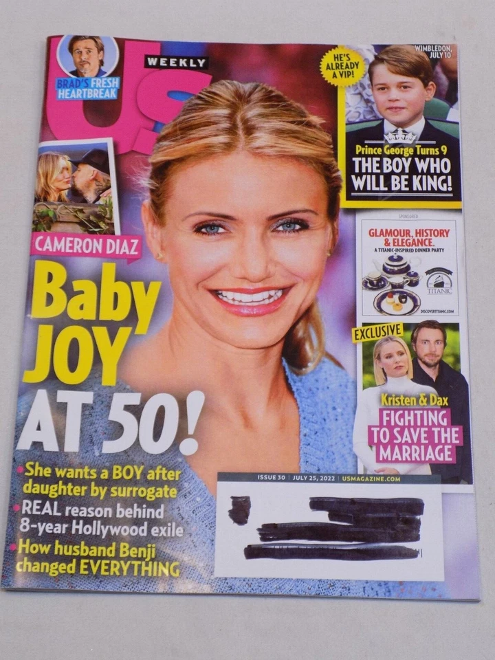 US Weekly Magazine Jul 25 2022 Cameron Diaz Benji Madden Brad Pitt Prince George - Image 1 of 1
