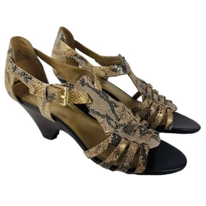 Joan & David Circa Luxe Dorado y Marrón Estampado de Serpiente Hebilla Tacones Mujer’s Talla 10 M - Imagen 1 de 11