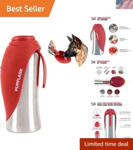 Eco-Friendly Dog Water Bottle | Collapsible Silicone Leaf Bowl | 27 OZ Capacity - Picture 1 of 11