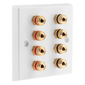 Altavoz Placa de Pared 4.0 Blanco 8 Postes Dorados Audio AV NO SOLDADURA - Imagen 1 de 6