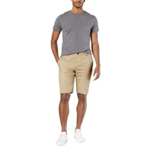 Dockers khakifarbene Herrenshorts Größe 30 neu mit Etikett klassische Passform hellbraun Bermuda Baumwolle Taschen - Bild 1 von 8