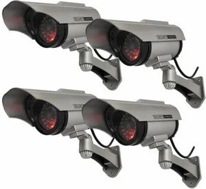 4Pack Solar Dummy Fake Flashing Light IR LED Security Camera CCTV Surveillance - Picture 1 of 5