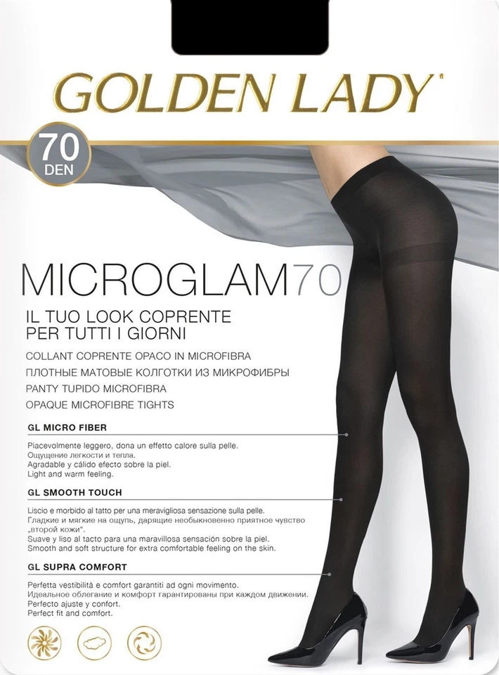 5 PAIA COLLANT GOLDEN LADY MICROGLAM 70 DENARI IN MORBIDA MICROFIBRA COPRENTE