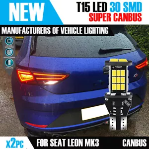 1 x Seat Leon MK3 T15 REVERSE LED Birne W16W 921 30 smd 3020 FEHLERFREI WEISS - Bild 1 von 5