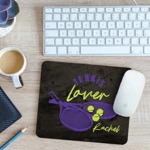 Personalised Tennis Lover Mouse Mat Pad Racket and Ball Sports Gift 24cm x 19cm - Picture 1 of 11