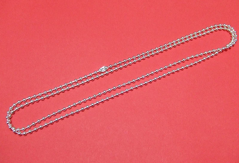 70cm collana base in ottone catena a pallini sfere 2,4mm colore argento  - Immagine 1 di 1